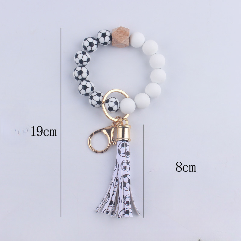 Llavero de muñeca con cuentas de silicona de fútbol al por mayor